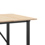 Tömör fenyőfa és acél étkezőasztal O-vázzal 180x90x75 cm 7