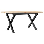 Tömör fenyőfa és acél dohányzóasztal X-vázzal 80x50x40 cm 2