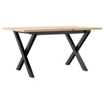 Tömör fenyőfa és acél dohányzóasztal X-vázzal 80x50x40 cm 6