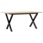 Tömör fenyőfa és acél dohányzóasztal X-vázzal 90x40x45 cm 2