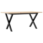 Tömör fenyőfa és acél dohányzóasztal X-vázzal 90x40x45 cm 6