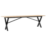 Tömör fenyőfa és acél dohányzóasztal X-vázzal 160x40x45 cm 2