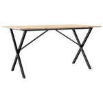 Tömör fenyőfa és acél étkezőasztal X-vázzal 160x80x75 cm 2