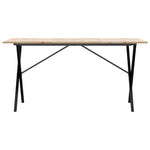 Tömör fenyőfa és acél étkezőasztal X-vázzal 160x80x75 cm 4