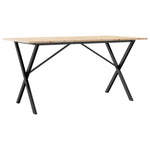 Tömör fenyőfa és acél étkezőasztal X-vázzal 160x80x75 cm 6