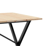 Tömör fenyőfa és acél étkezőasztal X-vázzal 160x80x75 cm 7