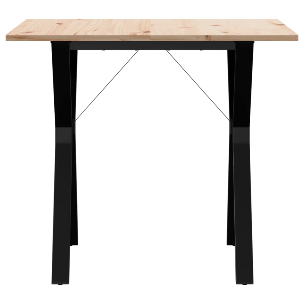 Tömör fenyőfa és acél étkezőasztal Y-vázzal 80x80x75 cm 4