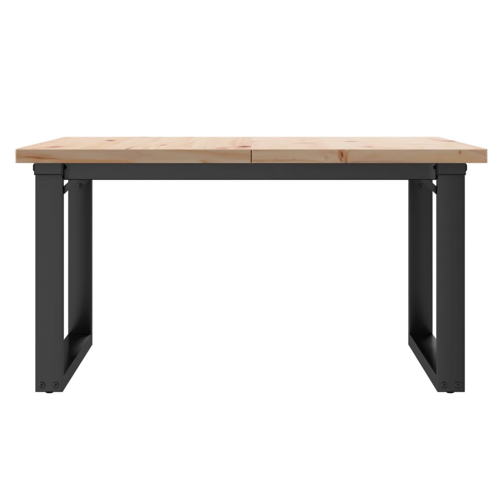 Tömör fenyőfa és acél O-vázú dohányzóasztal 80x80x45,5 cm 4