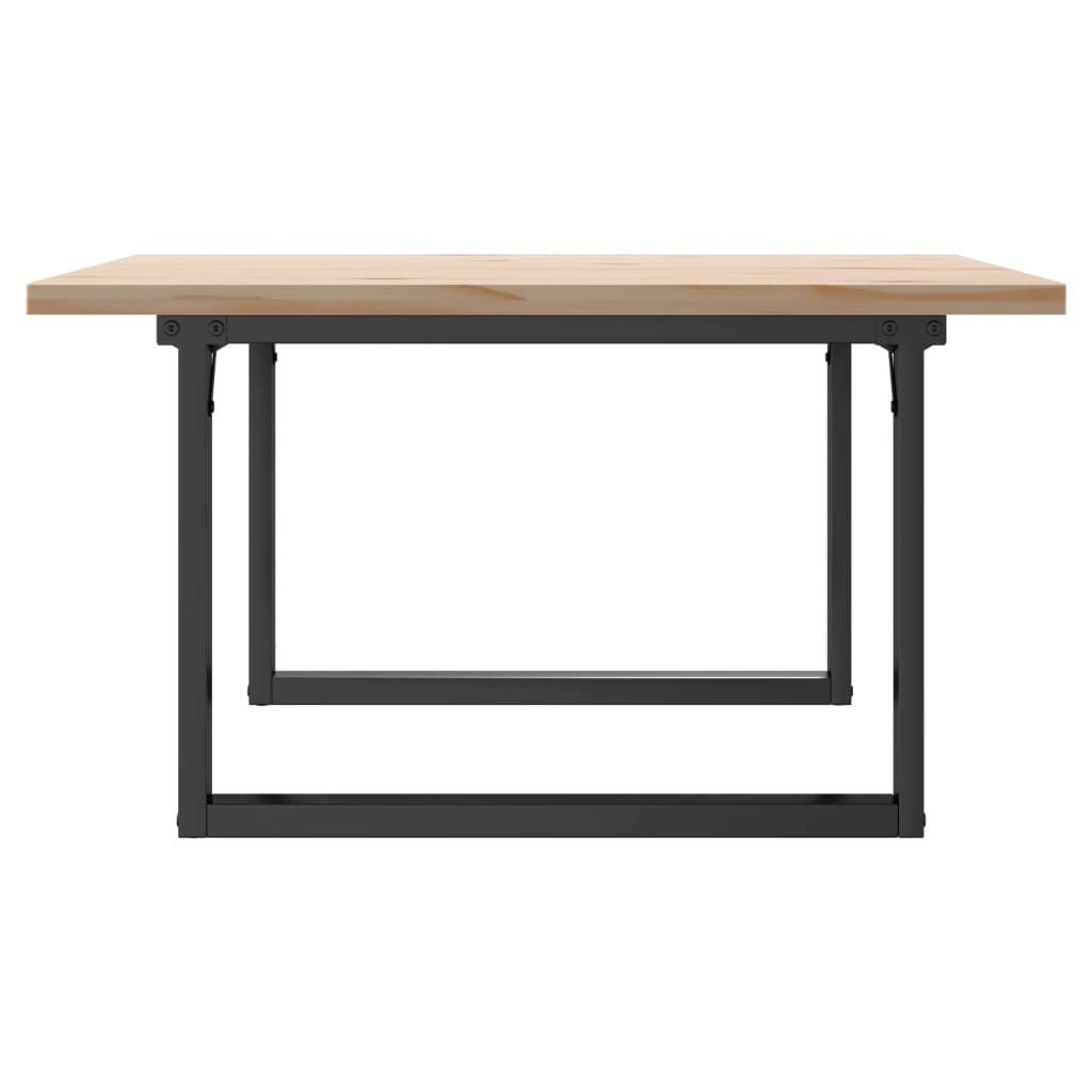 Tömör fenyőfa és acél O-vázú dohányzóasztal 80x80x45,5 cm 5