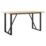 Tömör fenyőfa és acél étkezőasztal O-vázzal 160x80x75,5 cm 2