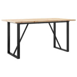 Tömör fenyőfa és acél étkezőasztal O-vázzal 160x80x75,5 cm 6