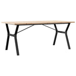 Tömör fenyőfa és acél étkezőasztal Y-vázzal 180x90x75,5 cm 2
