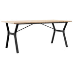 Tömör fenyőfa és acél étkezőasztal Y-vázzal 180x90x75,5 cm 6