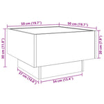 Betonszürke szerelt fa dohányzóasztal LED-del 50 x 50 x 30 cm 13