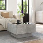 Betonszürke szerelt fa dohányzóasztal LED-del 50 x 50 x 30 cm 4