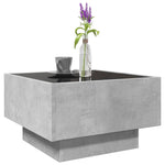 Betonszürke szerelt fa dohányzóasztal LED-del 50 x 50 x 30 cm 5
