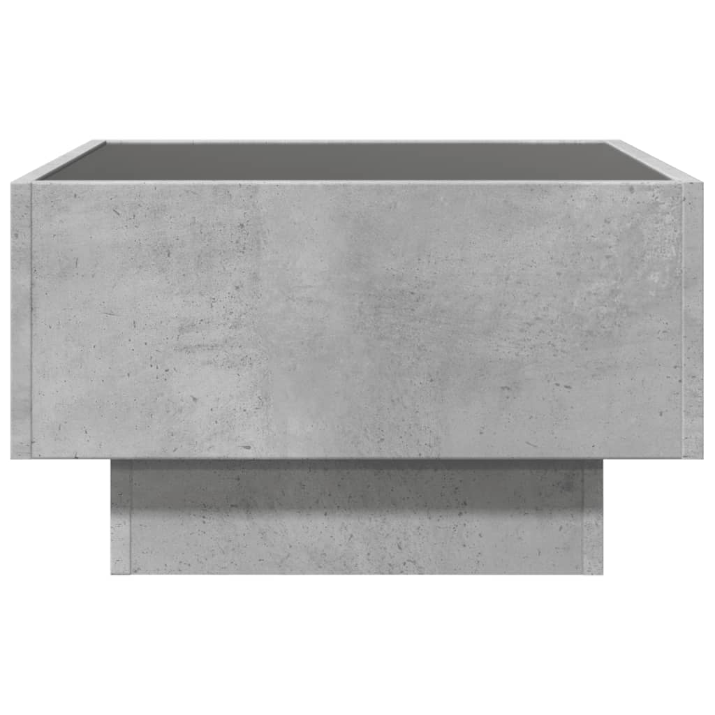 Betonszürke szerelt fa dohányzóasztal LED-del 50 x 50 x 30 cm 6