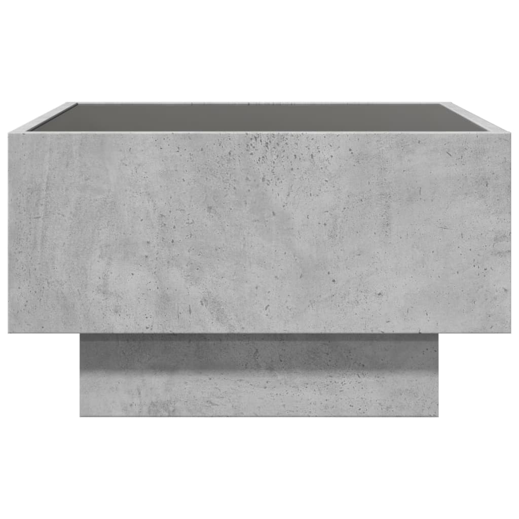 Betonszürke szerelt fa dohányzóasztal LED-del 50 x 50 x 30 cm 7