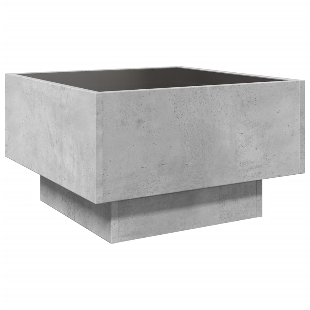 Betonszürke szerelt fa dohányzóasztal LED-del 50 x 50 x 30 cm 8
