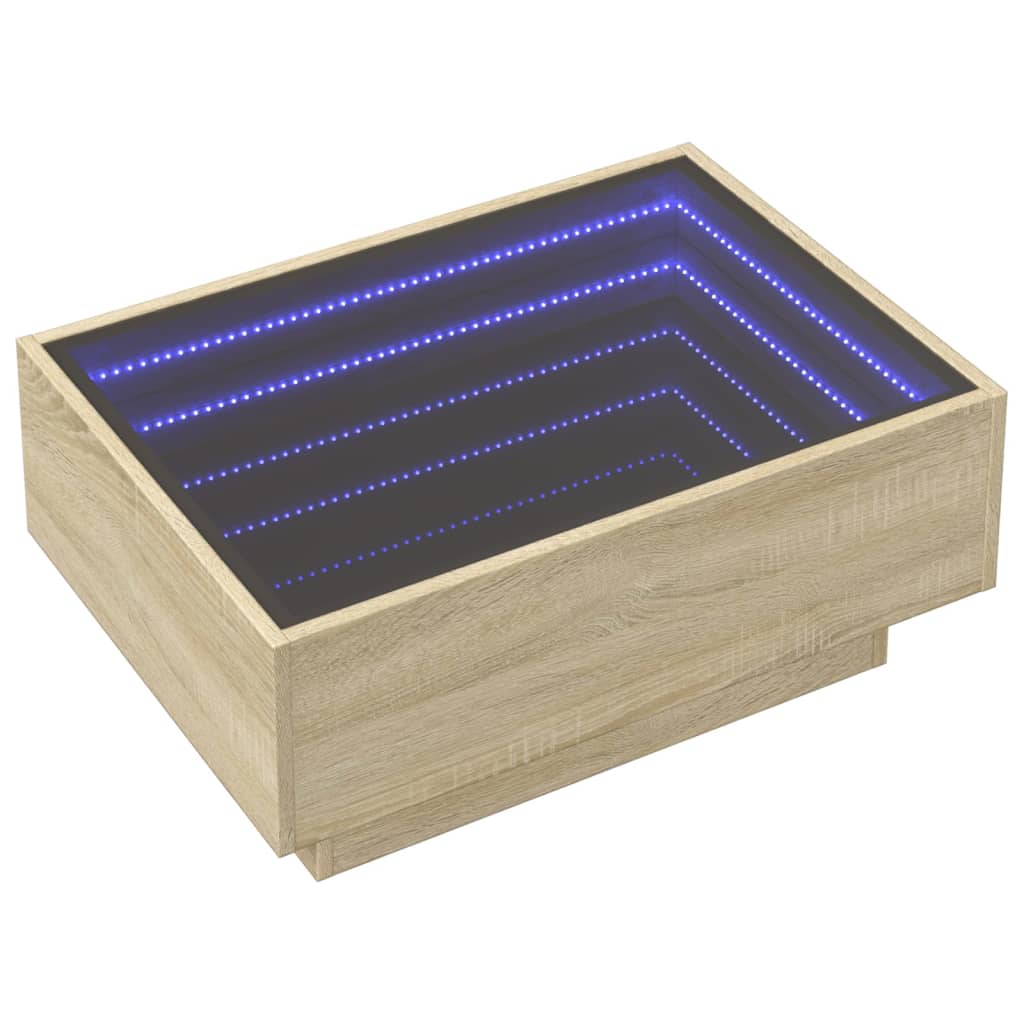 Sonoma tölgy szerelt fa dohányzóasztal LED-del 70 x 50 x 30 cm 3
