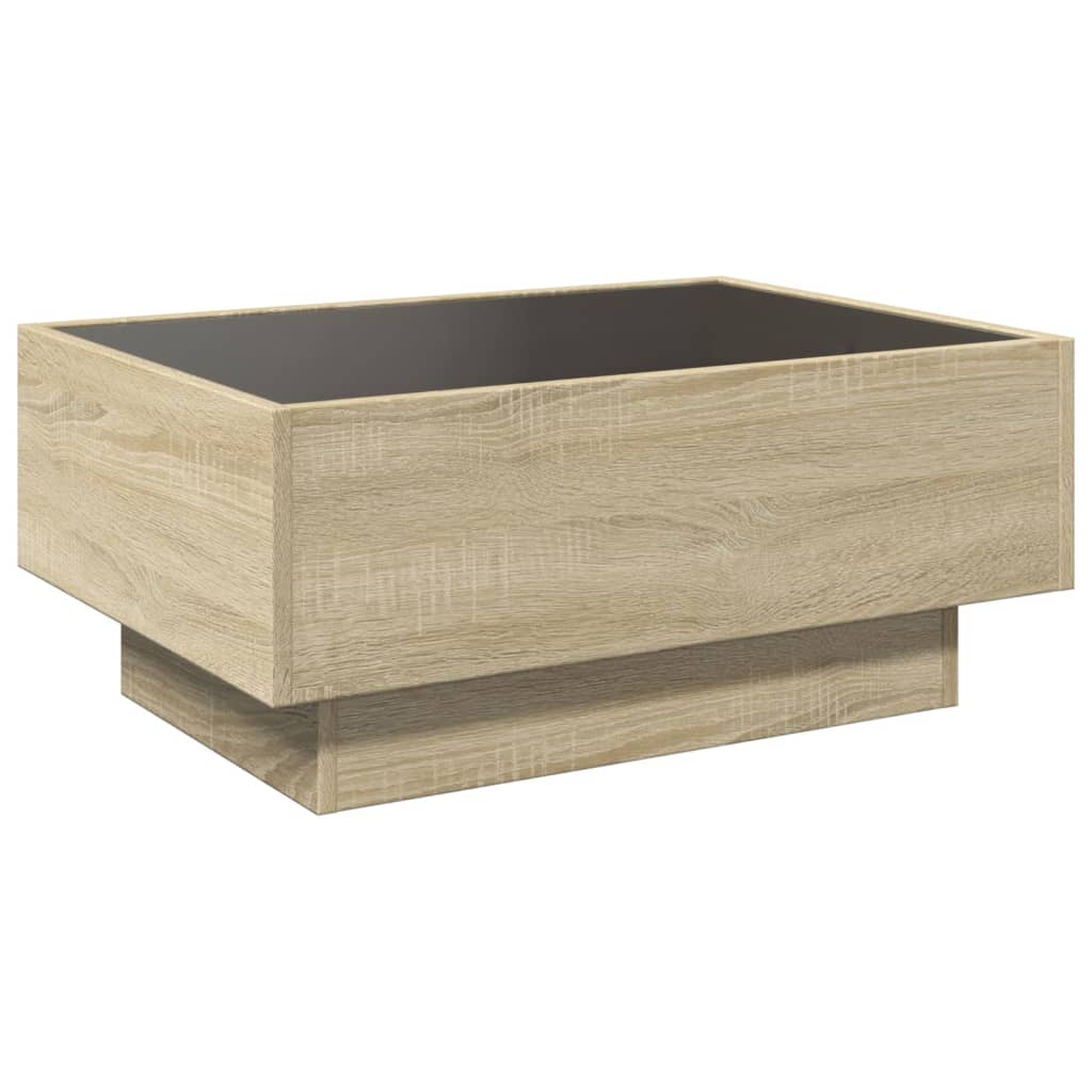 Sonoma tölgy szerelt fa dohányzóasztal LED-del 70 x 50 x 30 cm 8