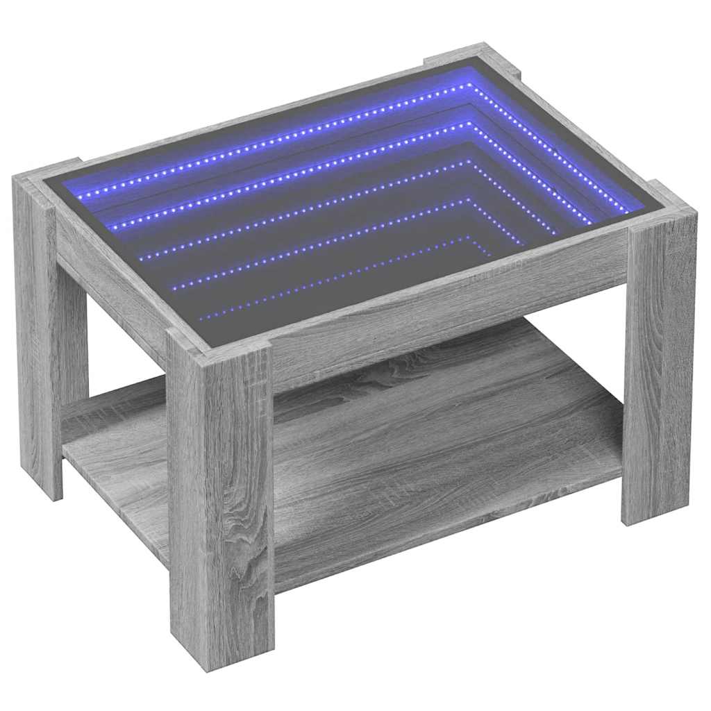 Szürke sonoma szerelt fa dohányzóasztal LED-del 73 x 53 x 45 cm 3