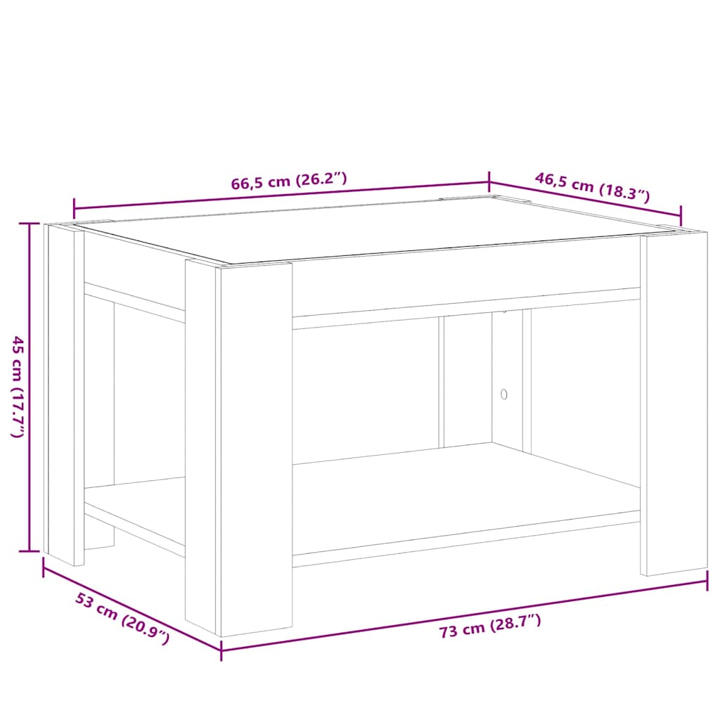 Szürke sonoma szerelt fa dohányzóasztal LED-del 73 x 53 x 45 cm 13