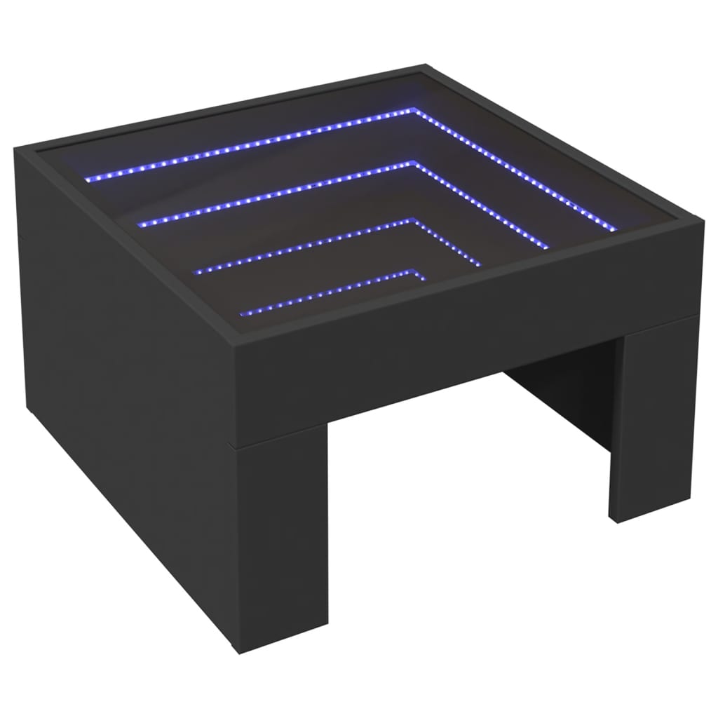 Fekete végtelen hatású LED-es dohányzóasztal 50 x 50 x 30 cm 3