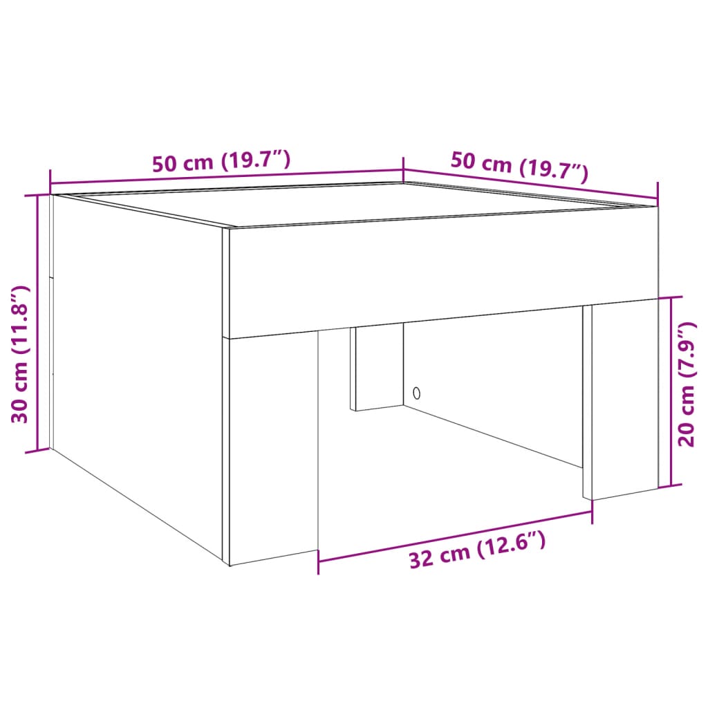 Fekete végtelen hatású LED-es dohányzóasztal 50 x 50 x 30 cm 13