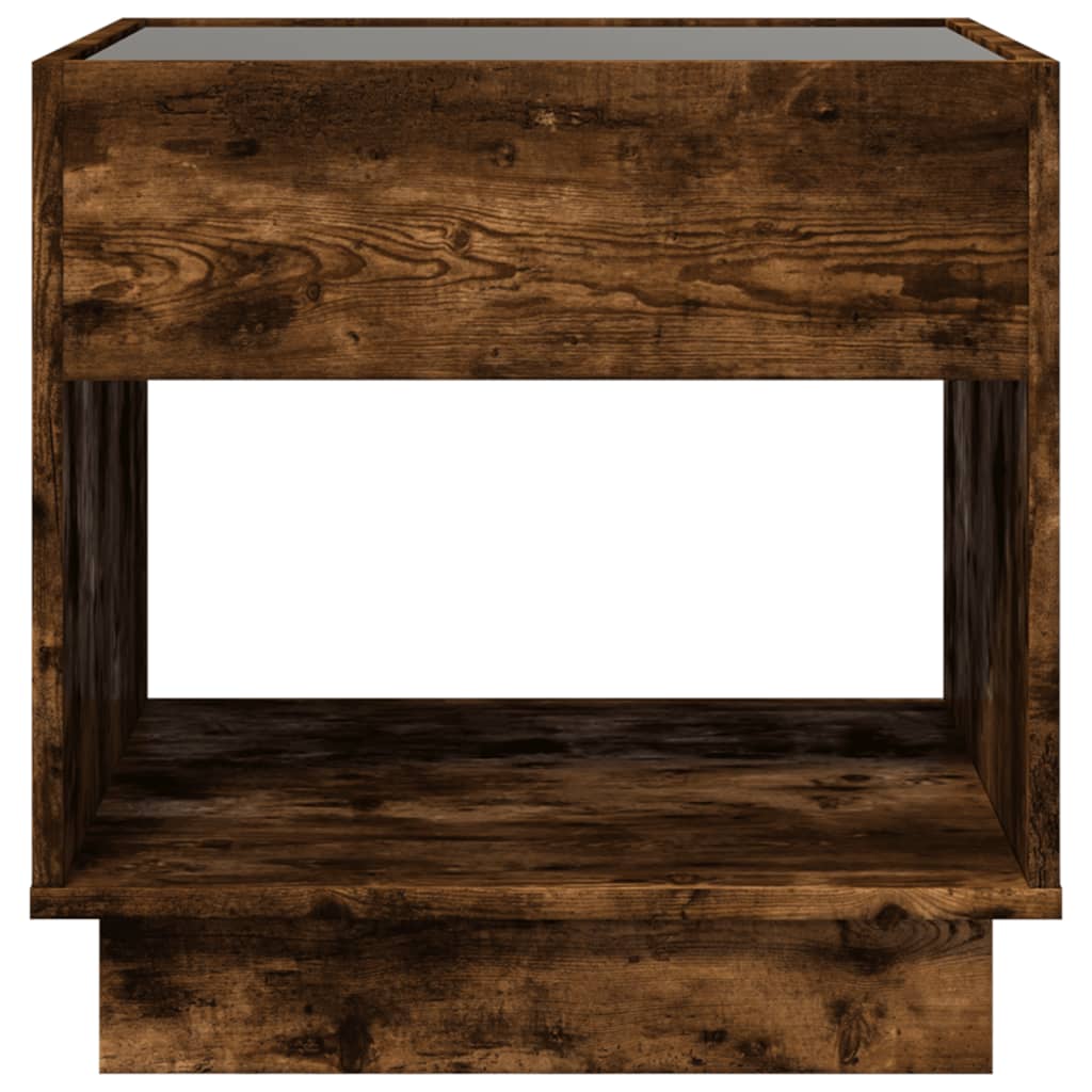 Füstös tölgy végtelen hatású LED-es dohányzóasztal 50x50x50 cm 6