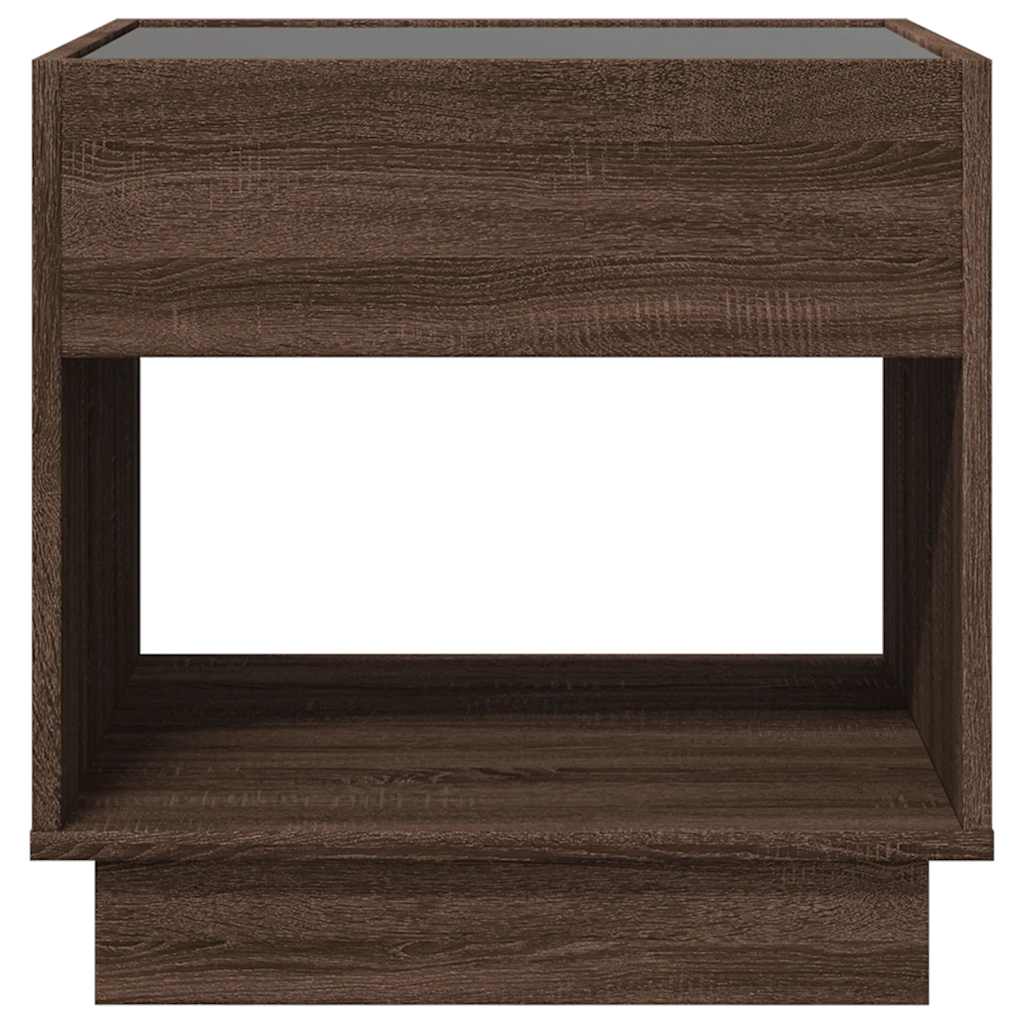Barna tölgy végtelen hatású LED-es dohányzóasztal 50x50x50 cm 6