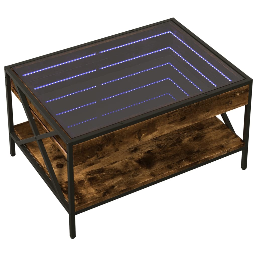 Füstös tölgy végtelen hatású LED-es dohányzóasztal 70x50x38 cm 3