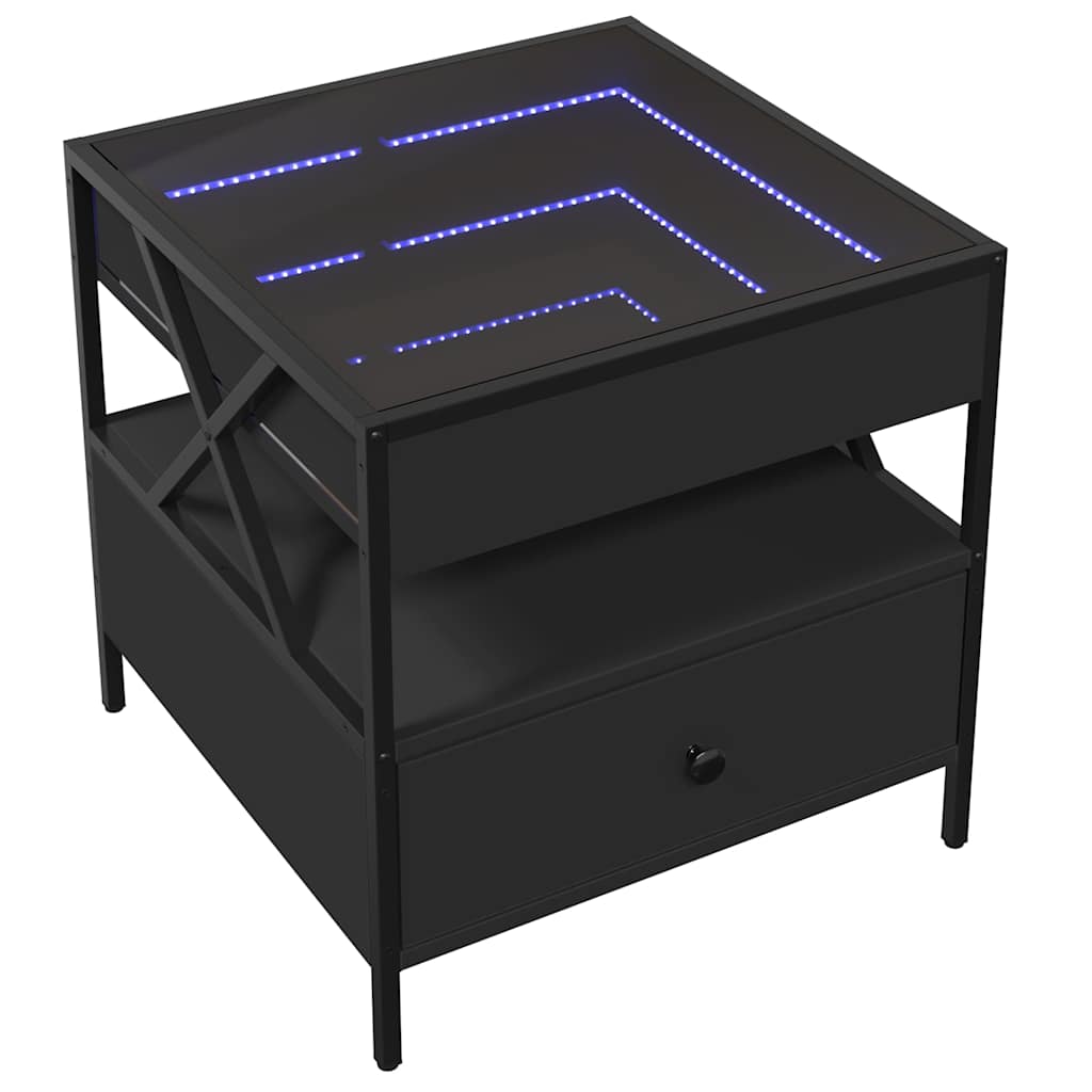 Fekete végtelen hatású LED-es dohányzóasztal 50 x 50 x 51 cm 3