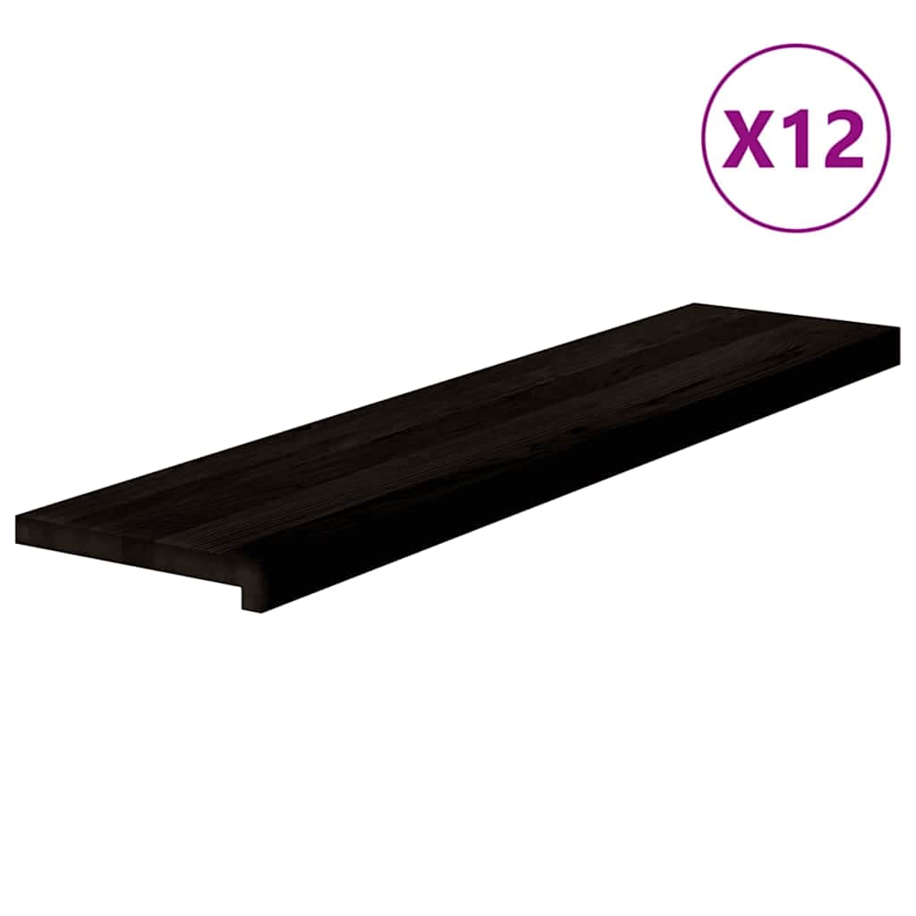 Lépcsőfokok 12 db barna-fekete 110x25x2 cm tömör fa tölgyfa 2