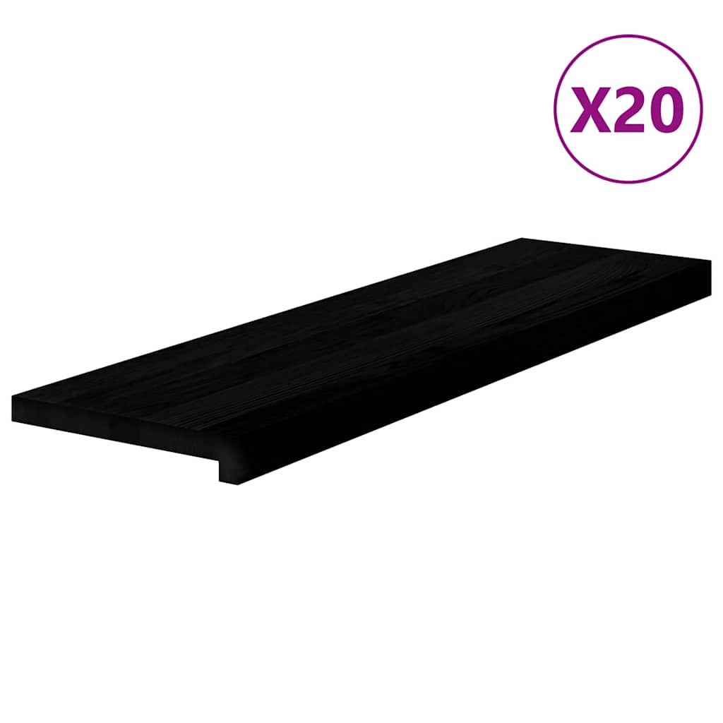 Lépcsőfokok 20 db barna-fekete 90x30x2 cm tömör fa tölgyfa 2