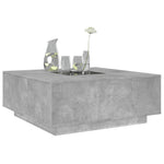 Betonszürke végtelen hatású LED-es dohányzóasztal 100x100x40 cm 5