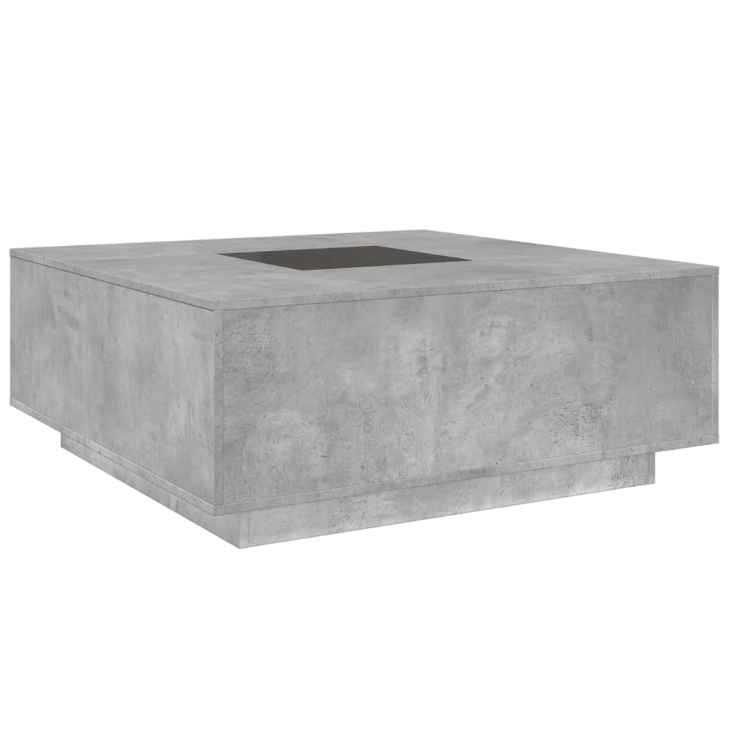 Betonszürke végtelen hatású LED-es dohányzóasztal 100x100x40 cm 8