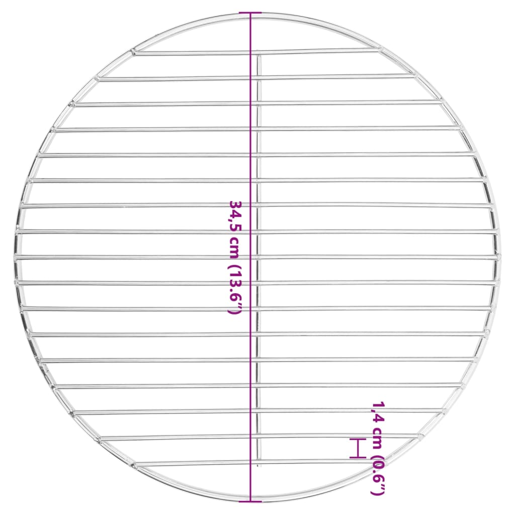Kerek 304 rozsdamentes acél BBQ grillrács Ø34,5 cm 6