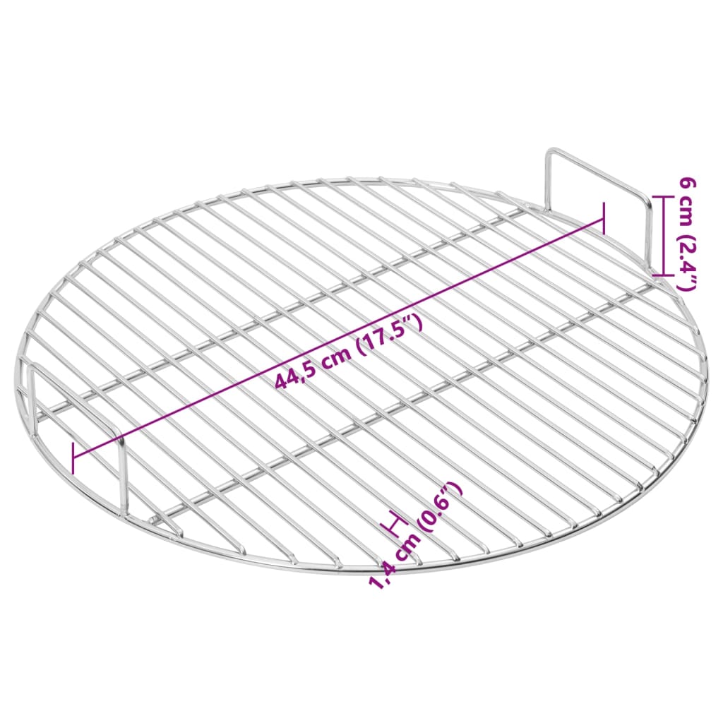 Kerek 304 rozsdamentes acél BBQ grillrács fogantyúval Ø44,5 cm 6