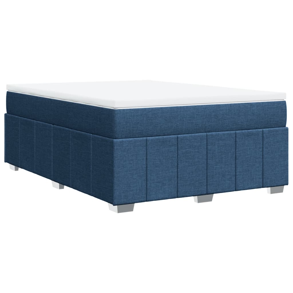 Kék szövet rugós ágy matraccal 140 x 200 cm 9