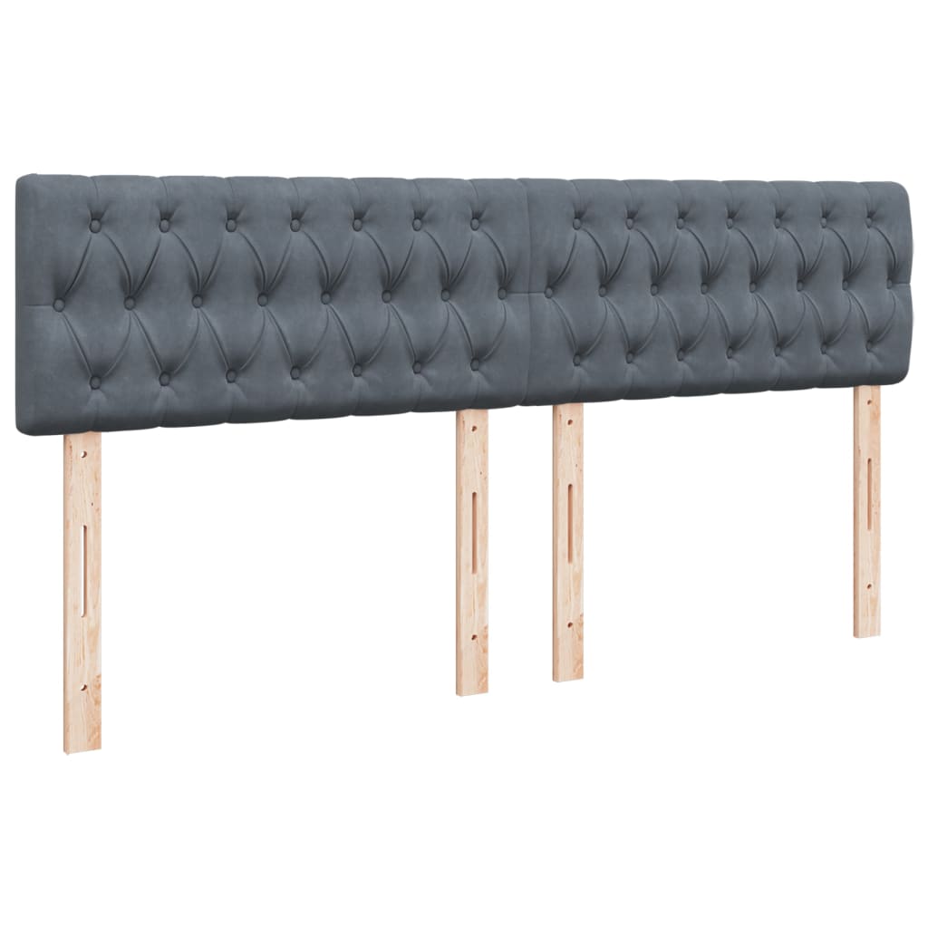 Sötétszürke bársony rugós ágy matraccal 200x200 cm 8