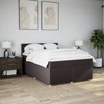 Sötétbarna szövet rugós ágy matraccal 140 x 200 cm 3