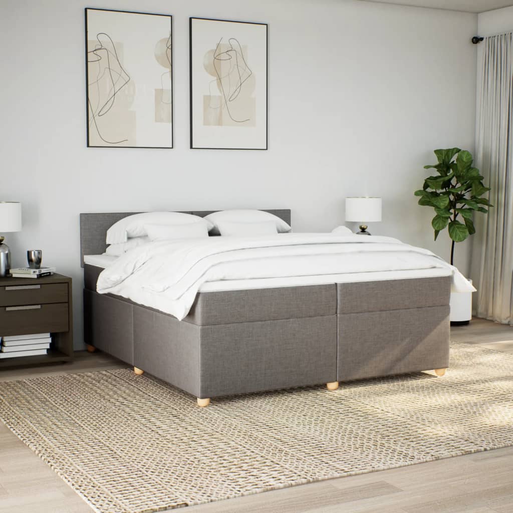 Tópszínű szövet rugós ágy matraccal 200 x 200 cm 3