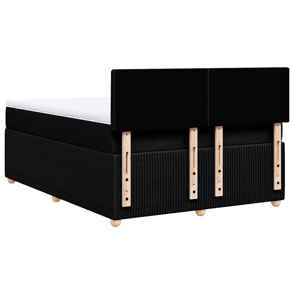 Fekete szövet rugós ágy matraccal 140 x 190 cm 6