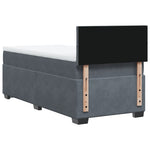 Sötétszürke bársony rugós ágy matraccal 90 x 200 cm 8