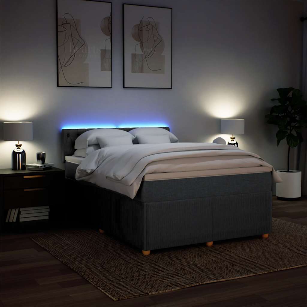 Sötétszürke szövet rugós ágy matraccal 140 x 200 cm 5