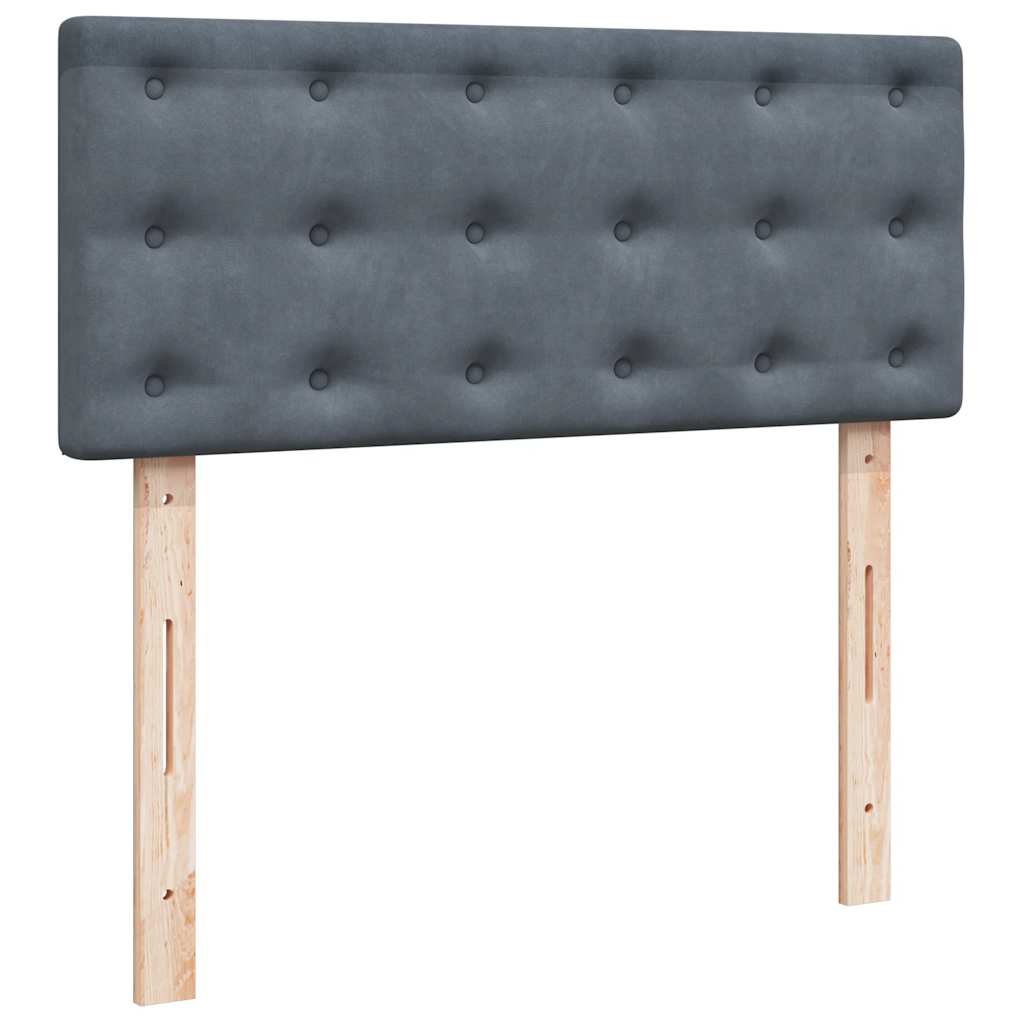 Sötétszürke bársony rugós ágy matraccal 120x190 cm 12