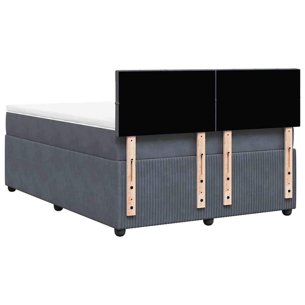 Sötétszürke bársony rugós ágy matraccal 140x190 cm 8