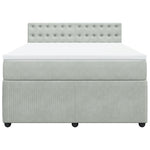 Világosszürke bársony rugós ágy matraccal 160x200 cm 6