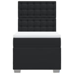 Fekete műbőr rugós ágy matraccal 90 x 200 cm 4
